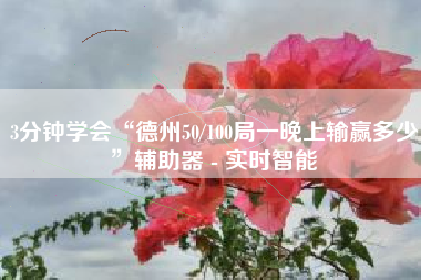 3分钟学会“德州50/100局一晚上输赢多少”辅助器 - 实时智能