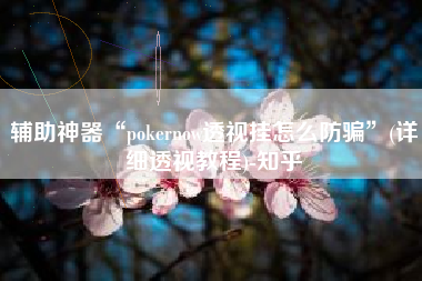 辅助神器“pokernow透视挂怎么防骗”(详细透视教程)-知乎