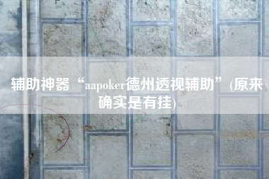 辅助神器“aapoker德州透视辅助	”(原来确实是有挂)