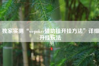 独家实测“wepoker辅助挂开挂方法”详细开挂玩法
