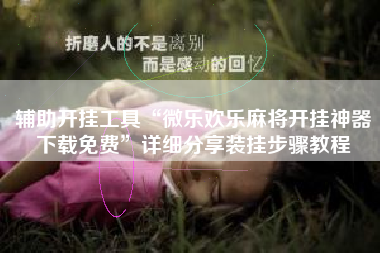 辅助开挂工具“微乐欢乐麻将开挂神器下载免费”详细分享装挂步骤教程