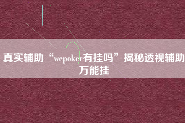 真实辅助“wepoker有挂吗”揭秘透视辅助万能挂