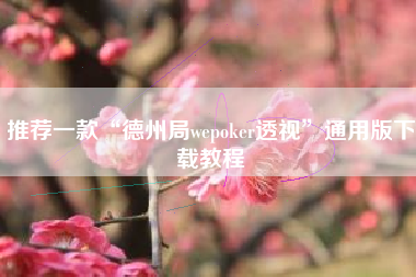 推荐一款“德州局wepoker透视”通用版下载教程