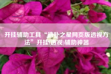 开挂辅助工具“德扑之星网页版透视方法	”开挂(透视)辅助神器