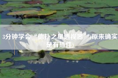 3分钟学会“德扑之星透视器”(原来确实是有插件)