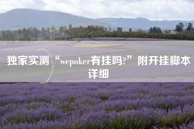 独家实测“wepoker有挂吗?”附开挂脚本详细