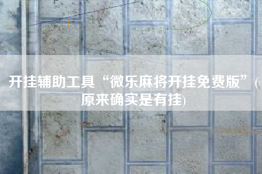 开挂辅助工具“微乐麻将开挂免费版”(原来确实是有挂)