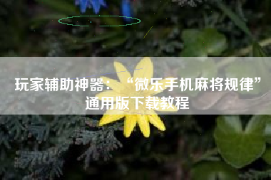 玩家辅助神器：“微乐手机麻将规律	”通用版下载教程