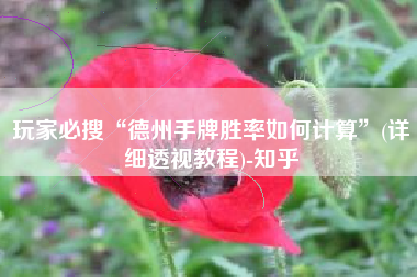 玩家必搜“德州手牌胜率如何计算”(详细透视教程)-知乎