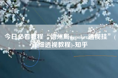 今日必看教程“德州局wepoker透视挂	”(详细透视教程)-知乎