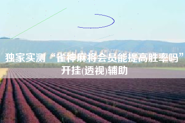 独家实测“雀神麻将会员能提高胜率吗	”开挂(透视)辅助