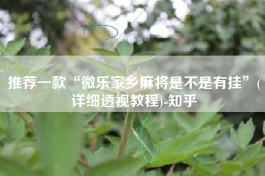 推荐一款“微乐家乡麻将是不是有挂”(详细透视教程)-知乎