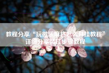 教程分享“玩微乐麻将怎么开挂教程”详细分享装挂步骤教程