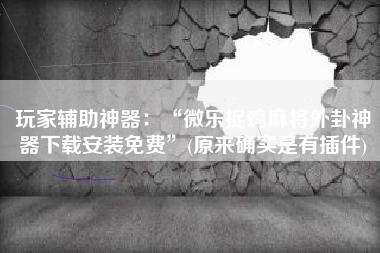玩家辅助神器：“微乐捉鸡麻将外卦神器下载安装免费”(原来确实是有插件)