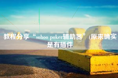 教程分享“sohoo poker辅助器	”(原来确实是有插件