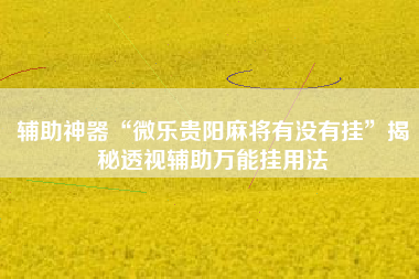 辅助神器“微乐贵阳麻将有没有挂	”揭秘透视辅助万能挂用法