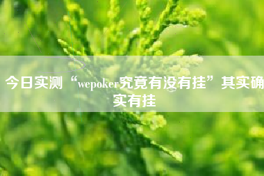 今日实测“wepoker究竟有没有挂”其实确实有挂