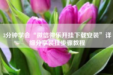 3分钟学会“微信微乐开挂下载安装”详细分享装挂步骤教程