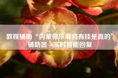 教程辅助“内蒙微乐麻将有挂是真的”辅助器 - 实时智能回复