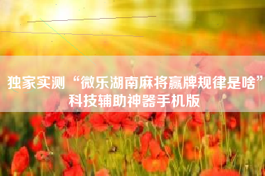 独家实测“微乐湖南麻将赢牌规律是啥”科技辅助神器手机版