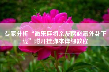 专家分析“微乐麻将亲友房必赢外卦下载	”附开挂脚本详细教程