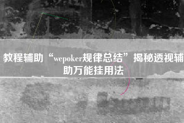 教程辅助“wepoker规律总结”揭秘透视辅助万能挂用法