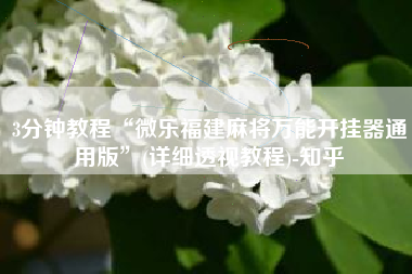 3分钟教程“微乐福建麻将万能开挂器通用版”(详细透视教程)-知乎