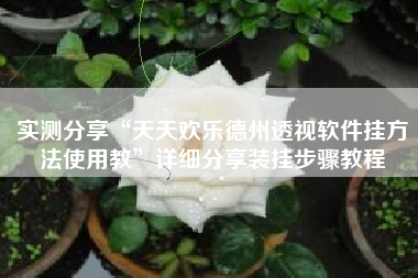 实测分享“天天欢乐德州透视软件挂方法使用教	”详细分享装挂步骤教程