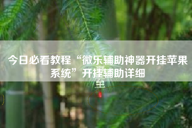 今日必看教程“微乐辅助神器开挂苹果系统”开挂辅助详细