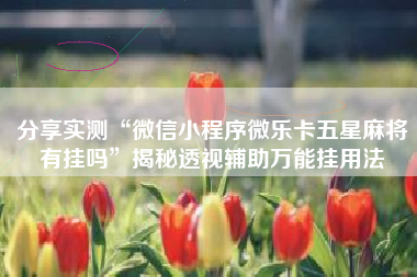 分享实测“微信小程序微乐卡五星麻将有挂吗	”揭秘透视辅助万能挂用法