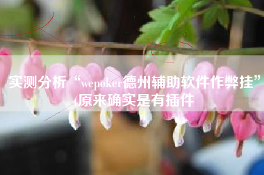 实测分析“wepoker德州辅助软件作弊挂”(原来确实是有插件