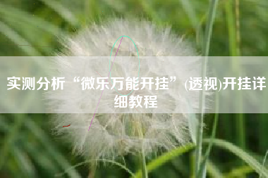 实测分析“微乐万能开挂”(透视)开挂详细教程