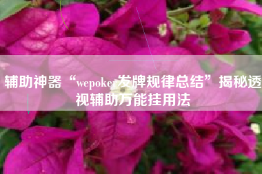 辅助神器“wepoker发牌规律总结	”揭秘透视辅助万能挂用法