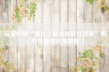 玩家必搜“德扑之星透视软件效果”附开挂脚本详细教程