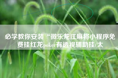 必学教你安装“微乐龙江麻将小程序免费挂红龙poker有透视辅助挂(太