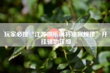 玩家必搜“江苏微乐麻将输赢规律”开挂辅助详细