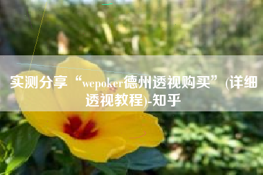 实测分享“wepoker德州透视购买	”(详细透视教程)-知乎