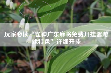 玩家必读“雀神广东麻将免费开挂器游戏特色	”详细开挂