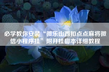 必学教你安装“微乐山西扣点点麻将微信小程序挂	”附开挂脚本详细教程