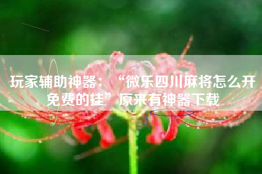 玩家辅助神器：“微乐四川麻将怎么开免费的挂”原来有神器下载