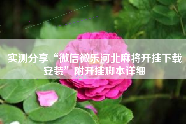 实测分享“微信微乐河北麻将开挂下载安装	”附开挂脚本详细