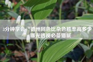 3分钟学会“德州同色比杂色胜率高多少”(曝光透视必备猫腻