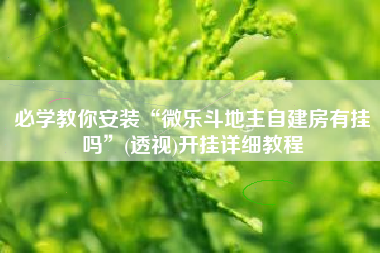 必学教你安装“微乐斗地主自建房有挂吗”(透视)开挂详细教程