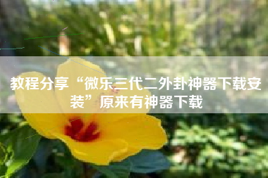 教程分享“微乐三代二外卦神器下载安装”原来有神器下载