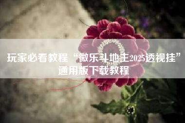 玩家必看教程“微乐斗地主2025透视挂	”通用版下载教程