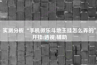 实测分析“手机微乐斗地主挂怎么弄的”开挂(透视)辅助