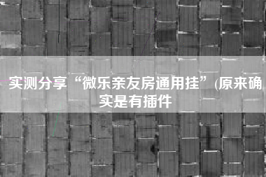 实测分享“微乐亲友房通用挂	”(原来确实是有插件