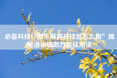 必备科技“微乐麻将开挂器怎么用”揭秘透视辅助万能挂用法
