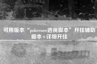 可用版本“pokernow透视脚本	”开挂辅助脚本+详细开挂