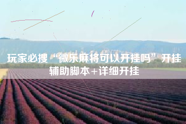 玩家必搜“微乐麻将可以开挂吗”开挂辅助脚本+详细开挂